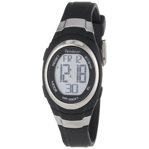 Armitron Sport Unisex 45/7034BLK Stainless Steel Accented Black Resin Strap Chronograph Digital Watch