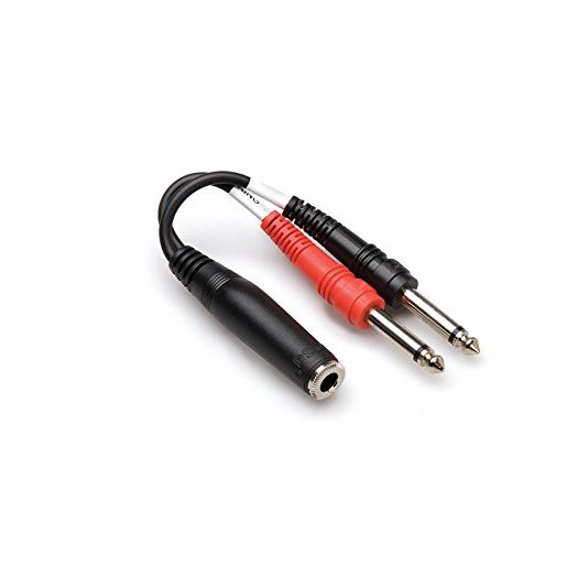HOSA Stereo 1/4-Inch Phone Female - Two Mono 1-Tip and 1-Ring 1/4-Inch Phone Male - 6-Inch