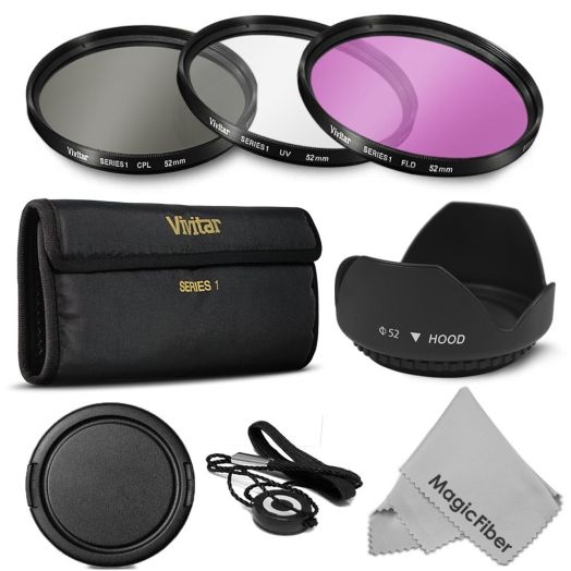 52MM Professional Lens Filter Accessory Kit for NIKON D7100 D7000 D5200 D5100 D5000 D3300 D3200 D3100 D3000 D90 D80 DSLR Cameras - Includes: Vivitar