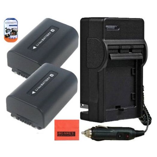BM Premium Pack of 2 NP-FV50 Batteries And Battery Charger for Sony HDR-CX220, HDR-CX230, HDR-CX290, HDR-CX330, HDR-CX380, HDR-CX430V, HDR-CX900, TD3