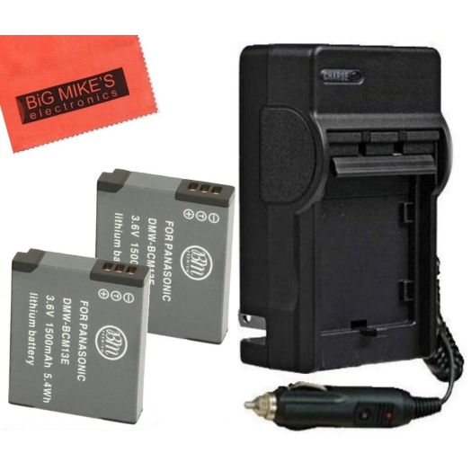 BM Premium Pack of 2 DMW-BCM13E Batteries and Battery Charger for Panasonic Lumix DMC-FT5A, DMC-LZ40, DMC-TS5, DMC-TS6, DMC-TZ37, DMC-TZ40, DMC-TZ41,