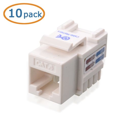 Cable Matters 10-Pack Cat6 RJ45 Punch-Down Keystone Jack in White