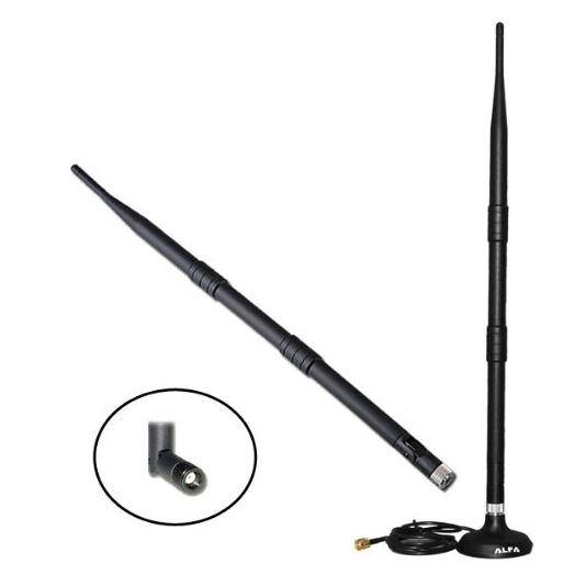 Alfa 9dBi WiFi Booster SMA OMNI-Directional High-Gain Screw-On Swivel Antenna With magnetic base for Alfa - WUS036H, WUS036H1W, APA05, WUS036NH, WUS0
