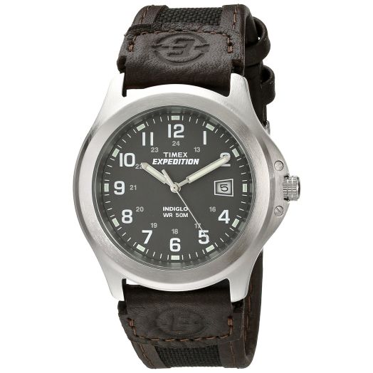 Timex Men's T40091 Expedition Metal Field Brown Nylon and Leather Strap Watch