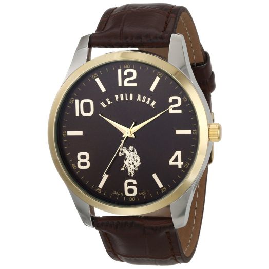 U.S. Polo Assn. Classic Men's USC50225 Watch with Brown Leather Band