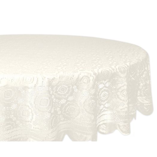 DII Home Essentials 100% Polyester, Machine Washable, Shabby Chic, Vintage Tablecloth or Overlay 63" Round, Vintage Lace Cream