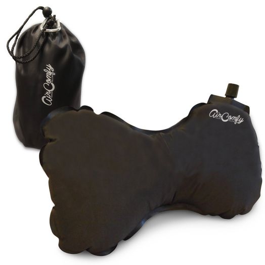 AirComfy Travel Pillow for Car, Airplane or Lumbar Support, Black - #1 Top Rated Neck and Travel Pillow