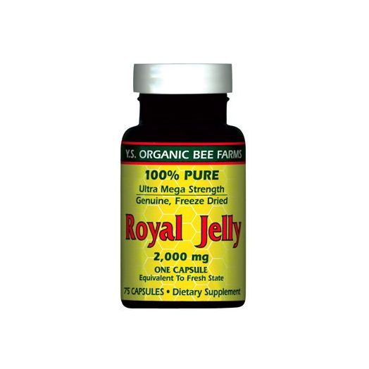 100% Pure Freeze Dried Fresh Royal Jelly - 2000 mg YS Eco Bee Farms 75 Caps
