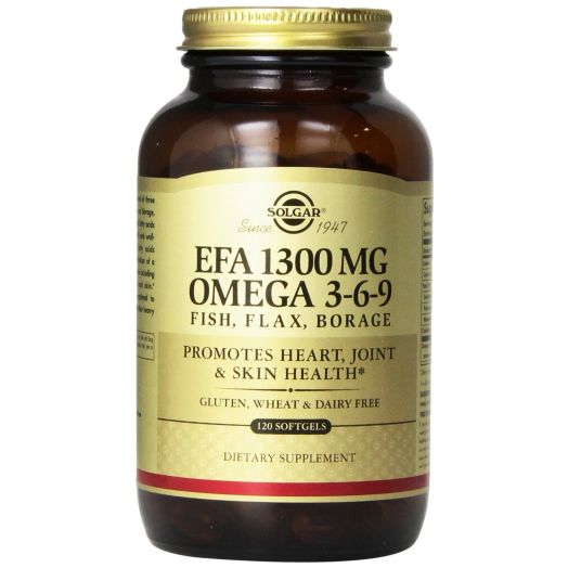 Solgar EFA Omega 3-6-9 Supplement, 1300 mg, 120 Count