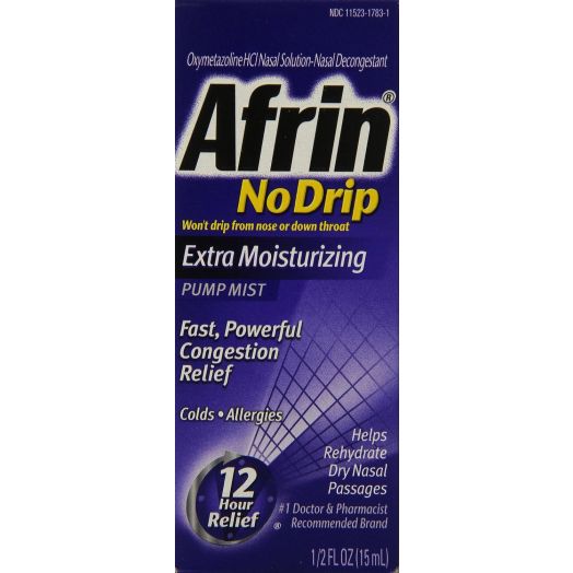 Afrin No Drip 12 Hour Pump Mist, Extra Moisturizing, .5-Ounce Pump