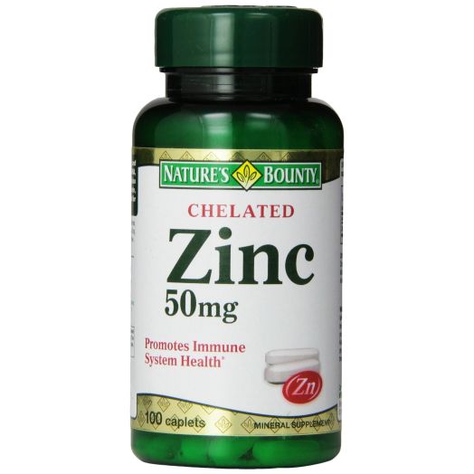 Nature's Bounty Chelated Zinc (Zinc Gluconate) 50mg, 100 Caplets