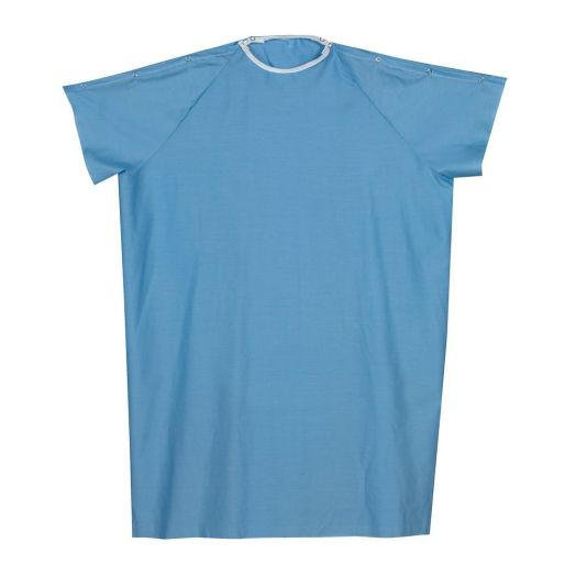 DMI Easy Access Convalescent Hospital Gown with Snap Shoulder, Blue