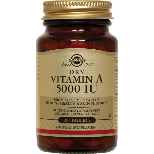 Solgar Dry Vitamin A 5000 IU Tablets, 100 Count