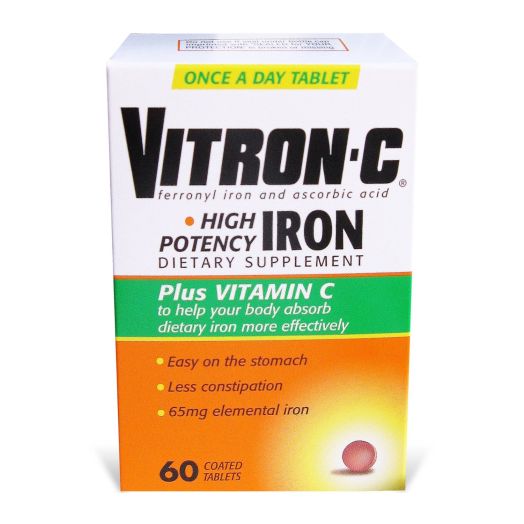 Vitron-C High Potency Iron Supplement with Vitamin C, 60 Count