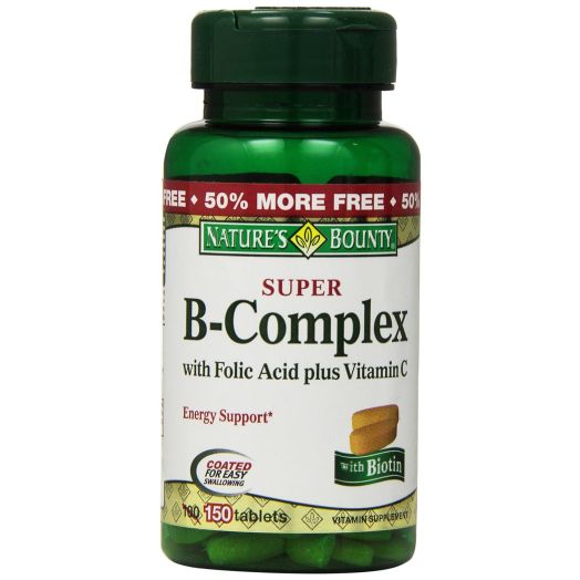 Nature's Bounty Super B-complex with Folic Acid Plus Vitamin C, 150-Count