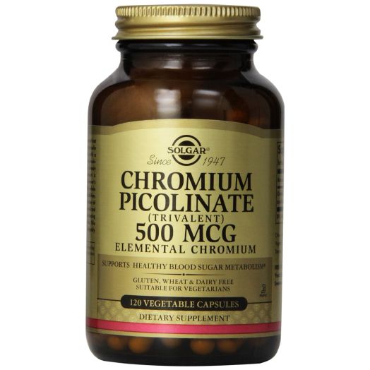 Solgar Chromium Picolinate Vegetable Capsules, 500 Mcg, 120 Count