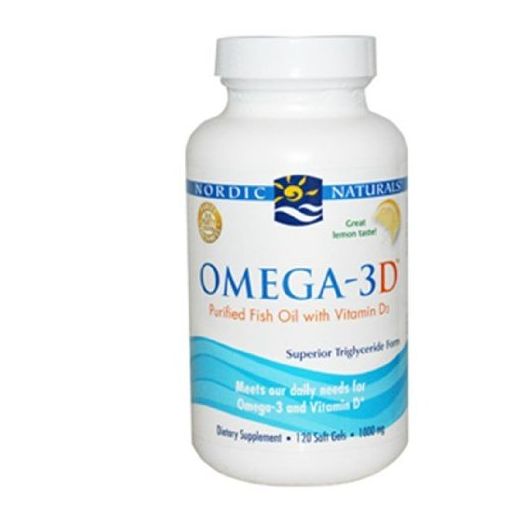 Nordic Naturals Omega-3D Lemon Soft Gels, 120-Count Bottle