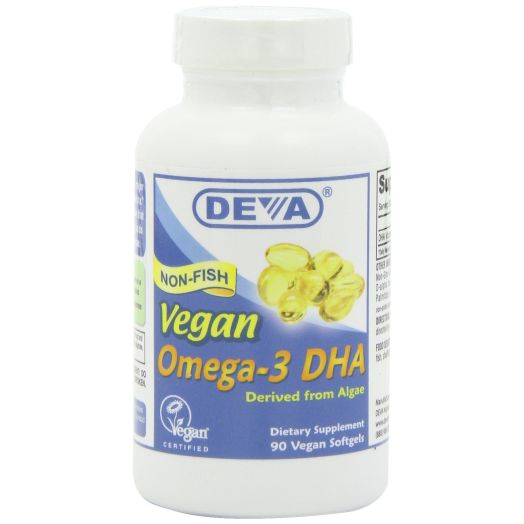 DEVA Vegan Vitamins Vegan DHA (Algae) 200mg Vegan Softgels, 90-Count Bottle