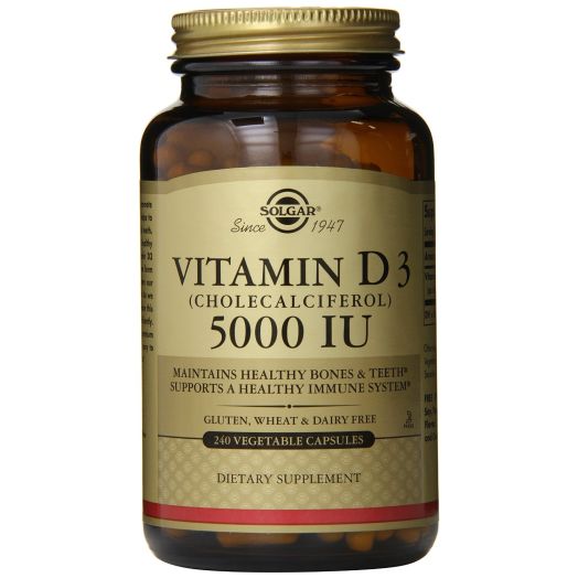 Solgar Vitamin D3 Cholecalciferol 5000 IU Vegetable Capsules, 240 Count
