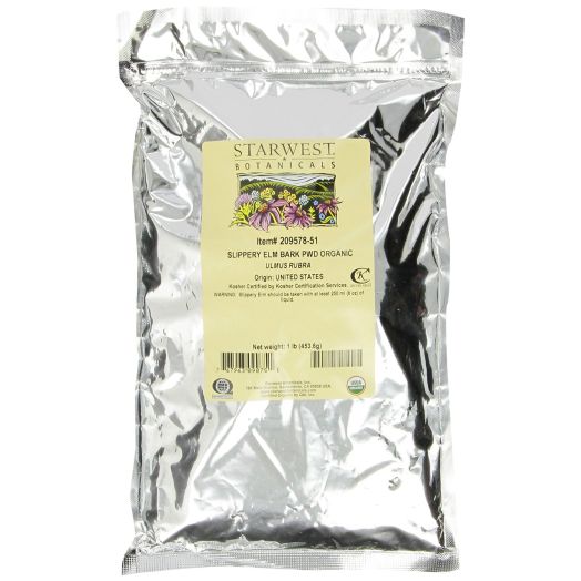 Starwest Botanicals Organic Slippery Elm Bark Powder, 1-pound Bag