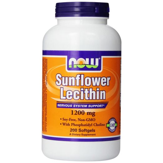 Now Foods Sunflower Lecithin Non GMO, 1200mg, Soft-gels, 200-Count