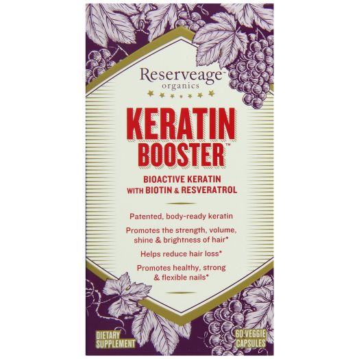 Reserveage Organics Keratin Booster with Biotin and Resveratrol, 60 Vegetarian Capsules