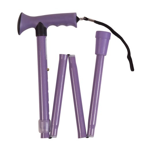 HealthSmart Colorful Comfort Grip Walking Cane with Soft Gel-like Handle, Adjustable, Folding, Lavender