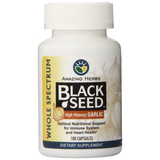 Amazing Herbs Black Seed with High Potency Garlic Capsules, 100 Count