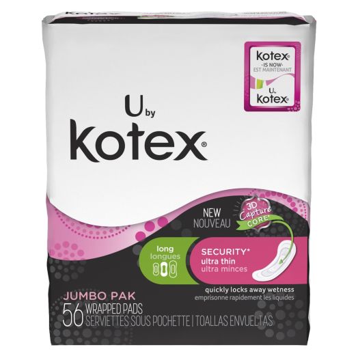 U by Kotex Security Ultra Thin, Long, Unscented, 56 Count