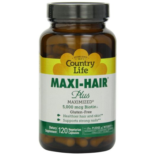 Country Life Maxi Hair Plus 5,000 mcg Biotin 120 VegiCaps
