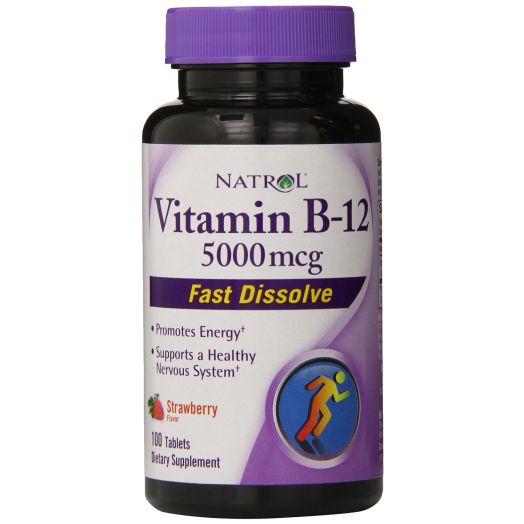 Natrol Vitamin B12 HFF Fast Dissolve Nutritional Supplements, Strawberry, 5000 mcg, 100 Count