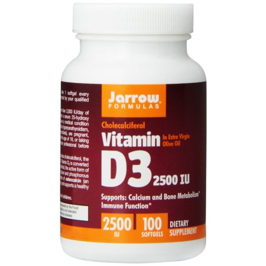 Jarrow Formulas Vitamin D3, 2500IU, 100 Softgels
