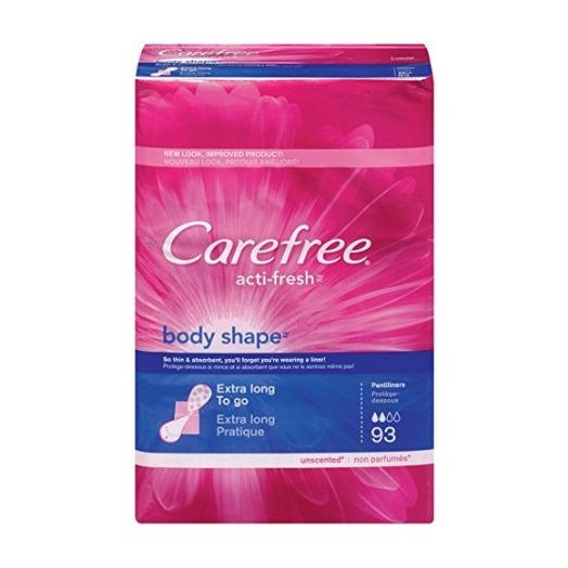 Carefree Acti-Fresh Body Shape Pantiliners Extra Long Unscented - 93 CT