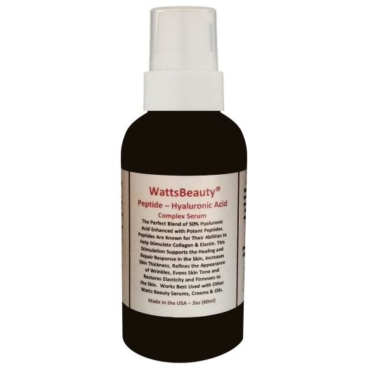 Watts Beauty Peptide Firming Wrinkle and Collagen Booster with Hyaluronic Acid, L - Arginine and Potent Peptides - USA - 2oz Pump