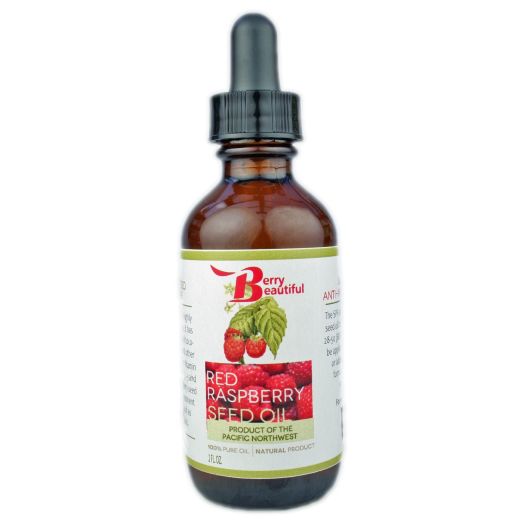 Red Raspberry Seed Oil - 2 Fl Oz (60 mL) Glass Bottle w/ Dropper - 100% Pure, Natural and Cold Pressed - Berry Beautiful