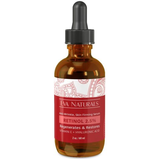 Eva Naturals Retinol Serum 2.5% - Anti Wrinkle, Anti Aging, Smoothing, Facial Serum with Aloe, Vitamin E, Green Tea and Jojoba Oil - Larger Size Bott