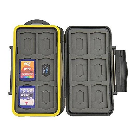 JJC MC-SDMSD24 Water-Resistant Holder Storage Memory Card Case for 12 SD cards + 12 Micro SD Cards