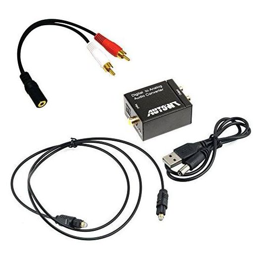 AutoWT Digital Optical Coaxial Toslink Signal to Analog Audio Converter Adapter RCA L
