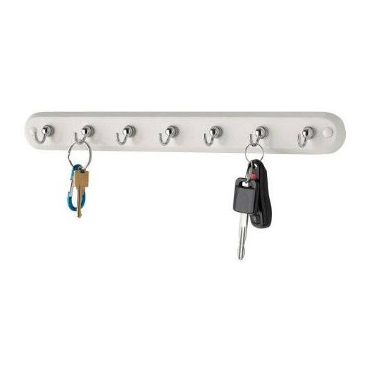 Spectrum Diversified 53703 Seven Hook Key Rack, White Wood/Chrome