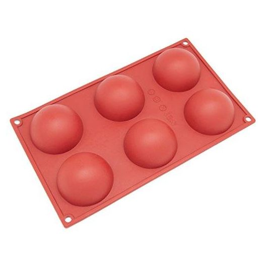 Freshware SL-100RD 6-Cavity Half Circle Silicone Mold for Making Delicate Chocolate Desserts, Ice Cream Bombes, Cakes, Soap, Resin Items, and More
