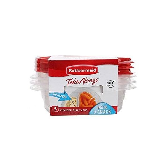 Rubbermaid 1S41 TakeAlongs Food Storage Container, Snack, Red, Divided, Single