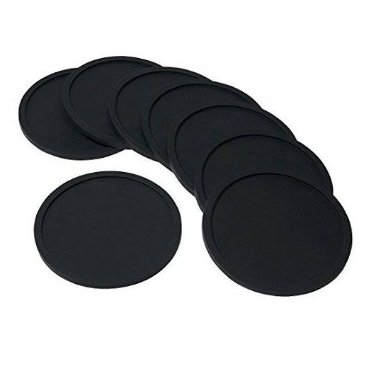 Attican Barmix Rubber Silicone Drink Coasters (Set of 8 Pieces), Black