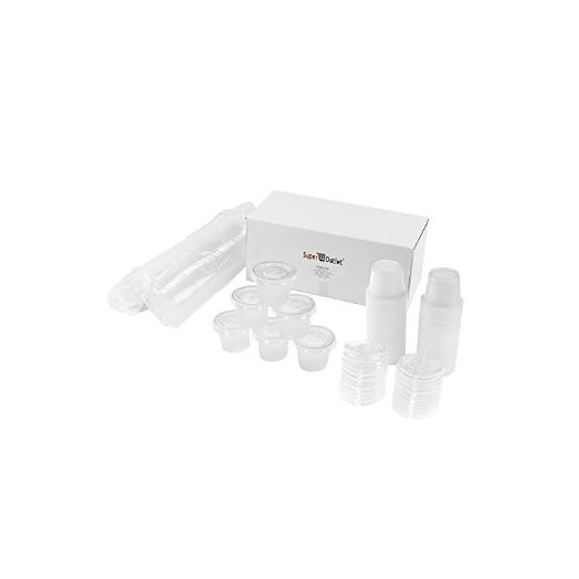 Super Z Outlet Mini Clear Plastic Jello Shot and Condiment Sauce Disposable Cups with Lids for Restaurants