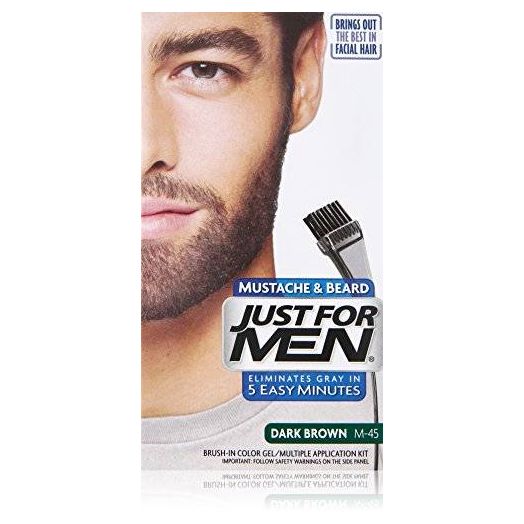 Just For Men Mustache and Beard Brush-In Color Gel, Dark Brown (Pack of 3)