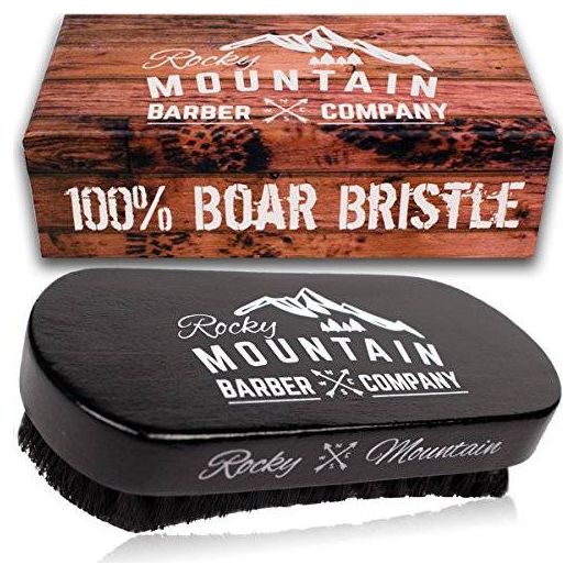 Rocky Mountain Barber Company Men's Hair Brush- 100% Pure Black Boar Hair Natural Bristle for Beard