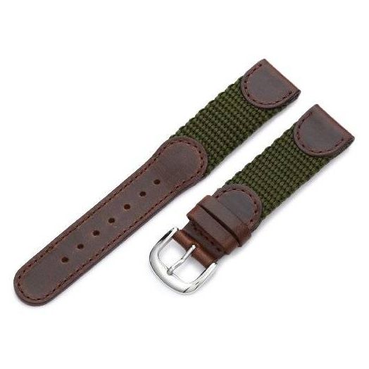 Hadley-Roma Men's MSM866RAB180 18-mm Brown and Olive 'Swiss-Army' Style Nylon and Leather Watch Strap