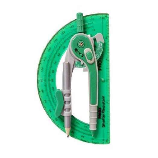 Maped Helix Plastic Compass and Protractor Set, Color May Vary, Assorted Colors (18803)