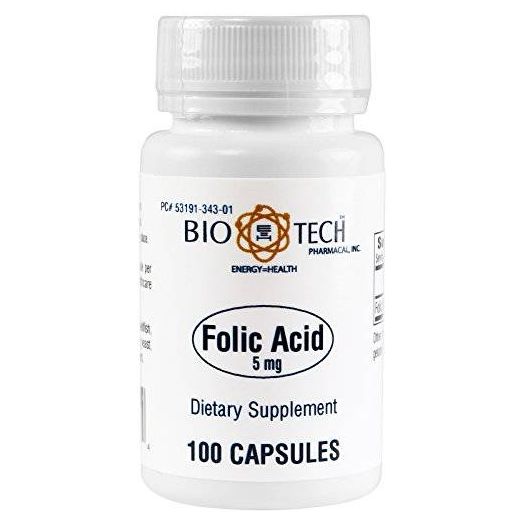 Bio-Tech Pharmacal BioTech Pharmacal, Folic Acid (5mg), 100 Count