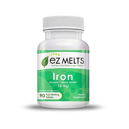 EZ Melts Iron Tablets, Orange, 90 Count