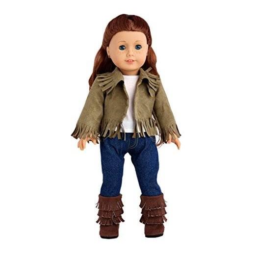DreamWorld Collections Siege Jacket - 4 piece outfit includes jacket, tank top, skinny jeans and boots - American Girl Doll Clothes